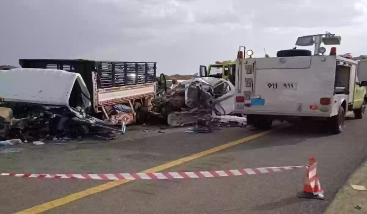 4 حالات وفاة وإصابة في حادث مرور على طريق عفيف - المدينة